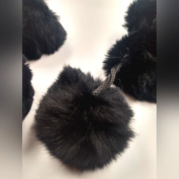 Vintage Fur Ball Black Scarf Winter Women's Accessories - Picture 6 of 10